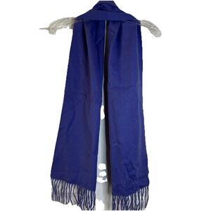 Enzo Mantovani Puprle Solid Purple Wool and Cashmere Tassle Scarf